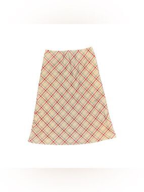 Y2K Necessary Objects Beige Red Black Plaid Midi Skirt Size Small